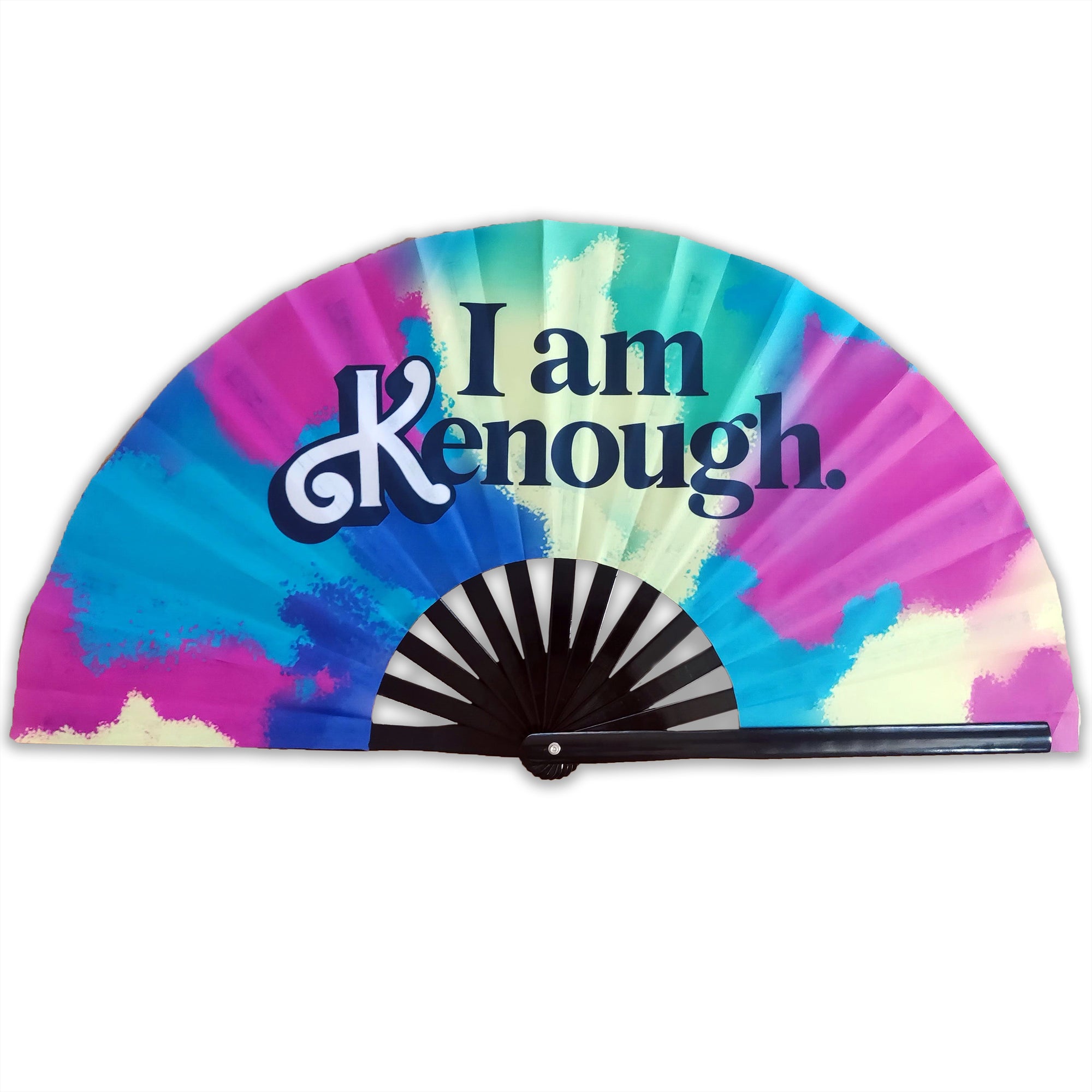 I AM KENOUGH Large Concert Hand Fan - Foldable Handheld Barbenheimer Fan, Perfect for Festivals, Raves, Abanicos de Mano para Fiesta