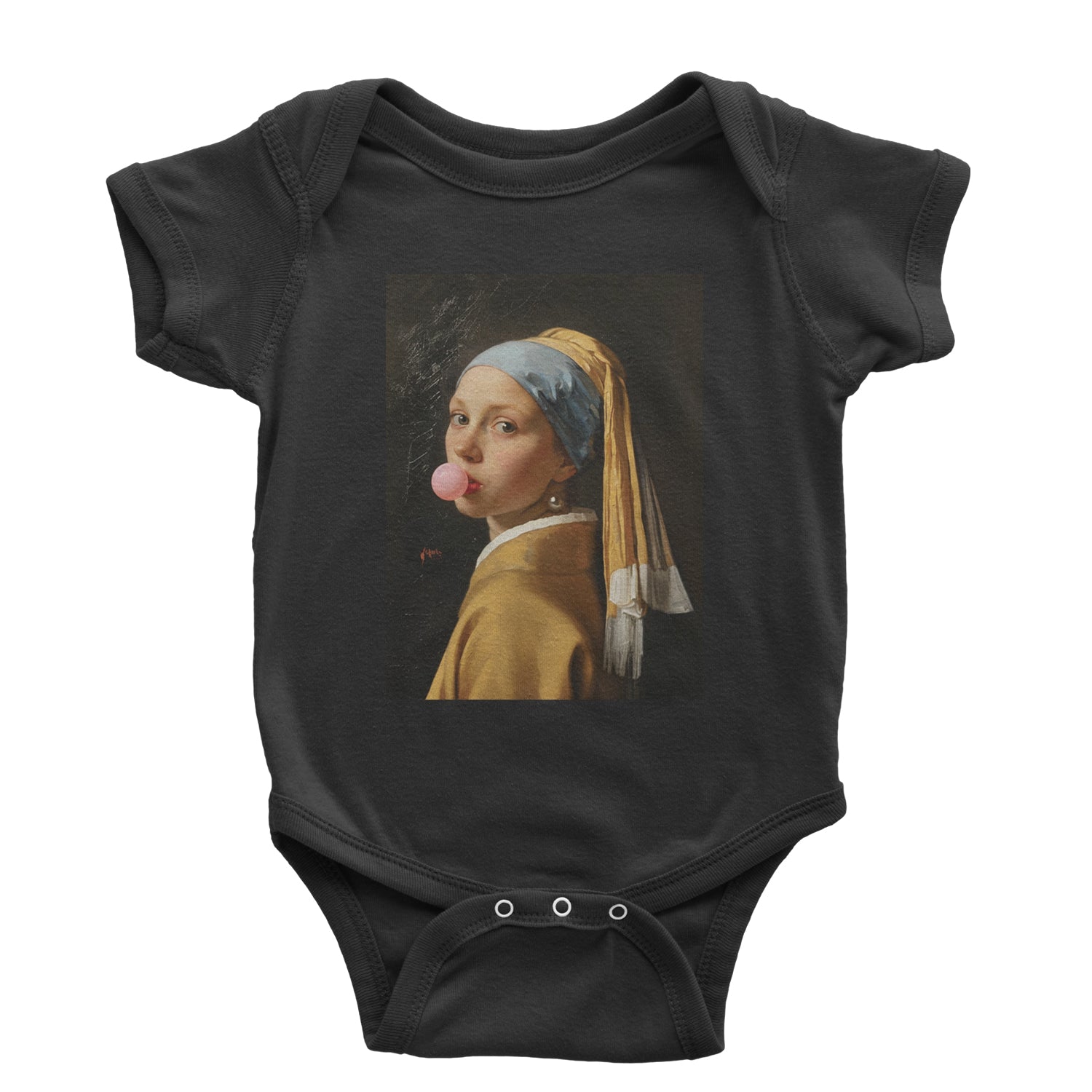 Girl with a Pearl Earring Bubble Gum Contemporary Art Infant One-Piece Romper Bodysuit and Toddler T-shirt