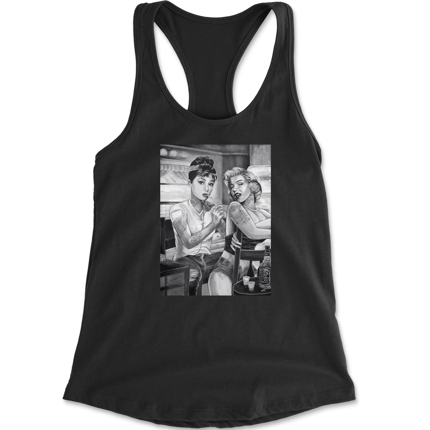 Marilyn Monroe and Audrey Hepburn Tattooed Icons Racerback Tank Top for Women