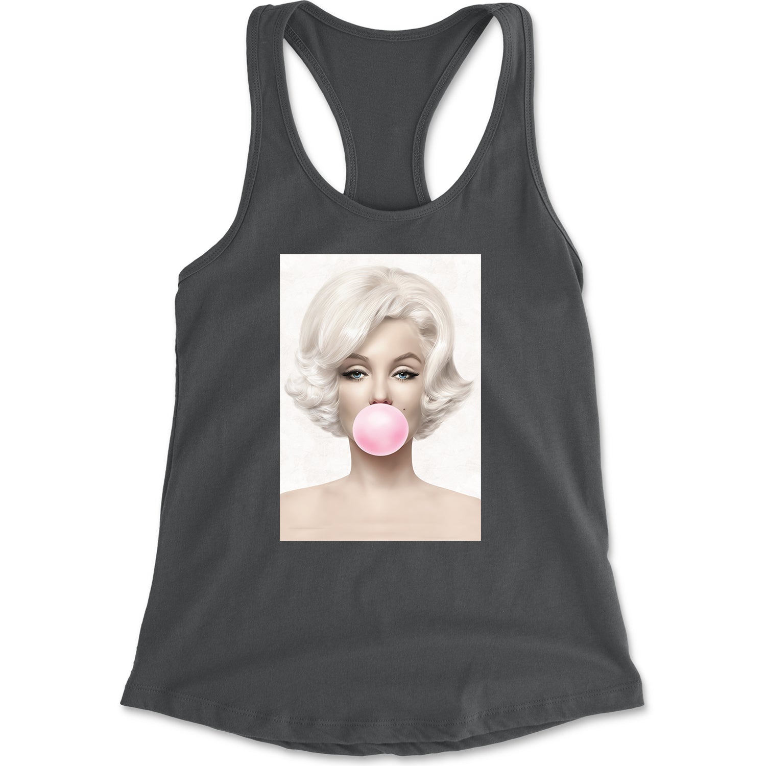 Marilyn Monroe Pink Bubble Gum Racerback Tank Top for Women marilyn, monroe by Expression Tees