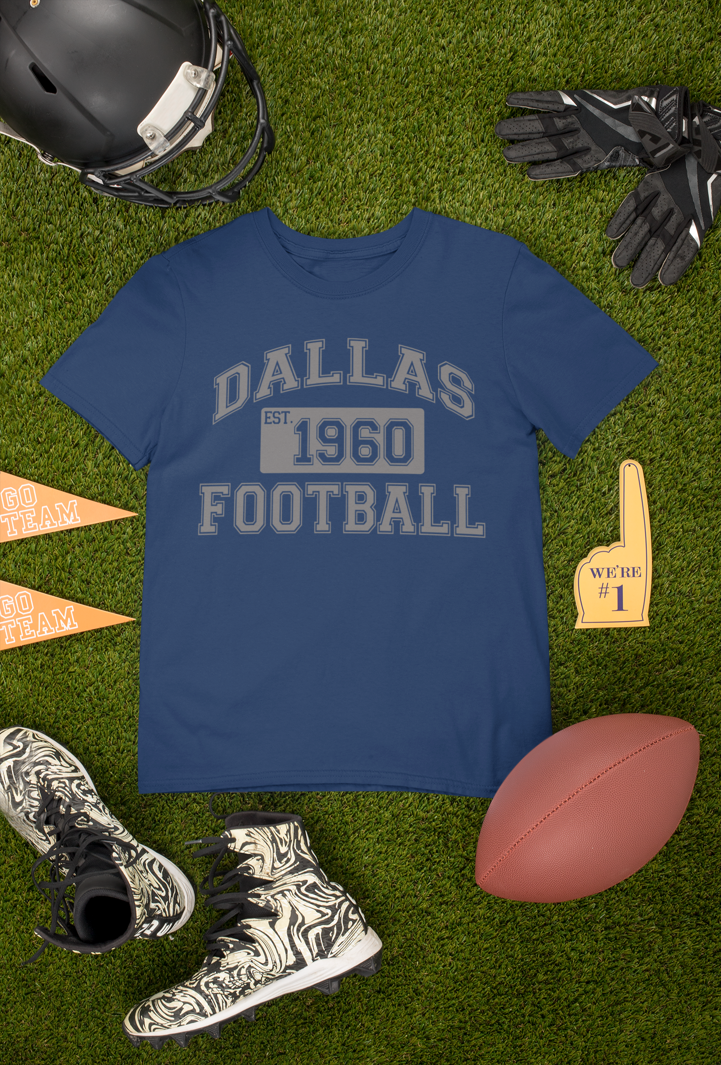 Dallas Football Established 1960 Mens T-shirt Navy Blue