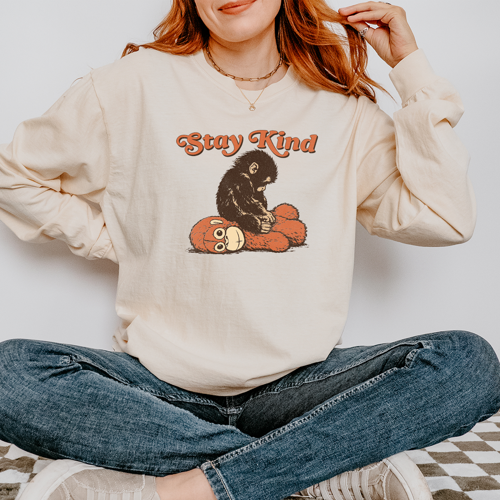 Punch Stay Kind Macaque Mens T-shirt Black