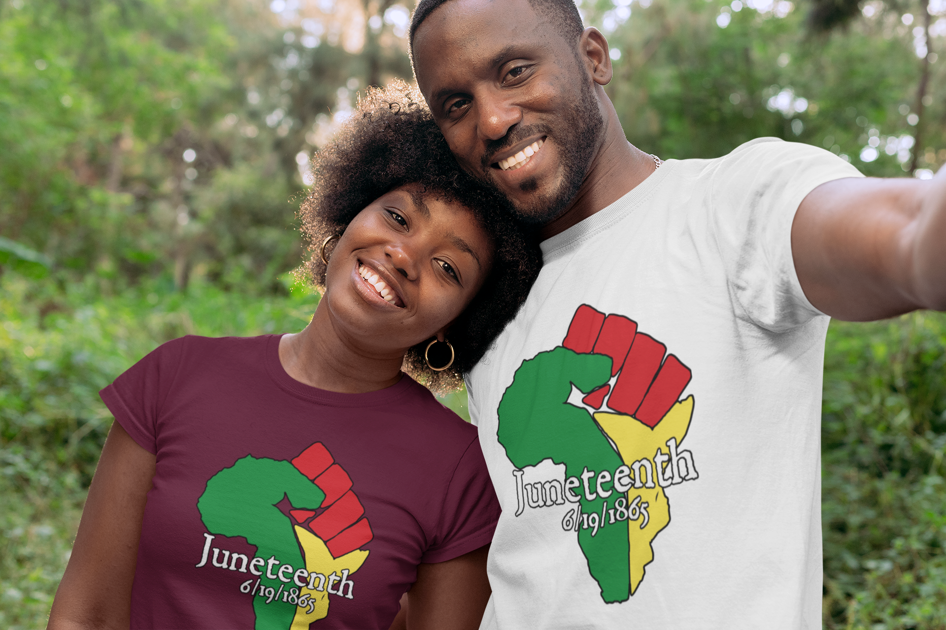 Juneteenth Raised Fist Africa Celebrate Emancipation Day  Mens T-shirt Forest Green