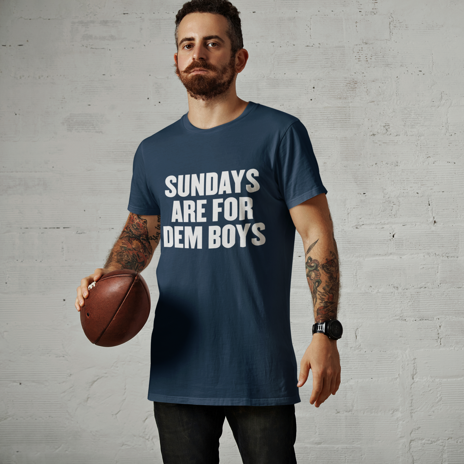 Sundays Are For Dem Boys Mens T-shirt Navy Blue