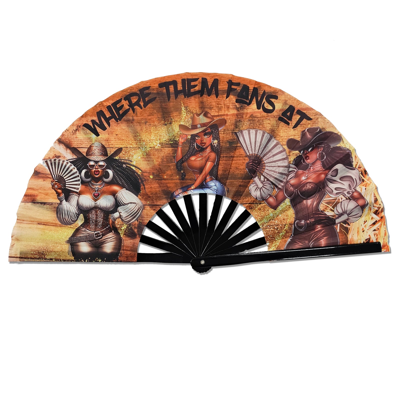 WHERE THEM FANS AT Large Concert Hand Fan - Folding CLACK Fan, Perfect for Line Dancing, Festivals, Raves