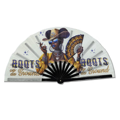BOOTS ON THE GROUND Large Concert Hand Fan - Folding CLACK Fan, Perfect for Line Dancing, Festivals, Raves