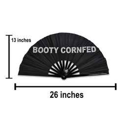 Booty Cornfed Large Concert Hand Fan - Foldable Handheld Cowboy Carter Fan, Perfect for Festivals, Raves, Abanicos de Mano para Fiesta