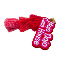 Mojo Dojo Casa House Keychain with Pink Tassles - Witty and Trendy Accessory for Home Office, Car, Dorm Decor, Perfect for Anime, Kawaii, and Pink Stuff Lovers