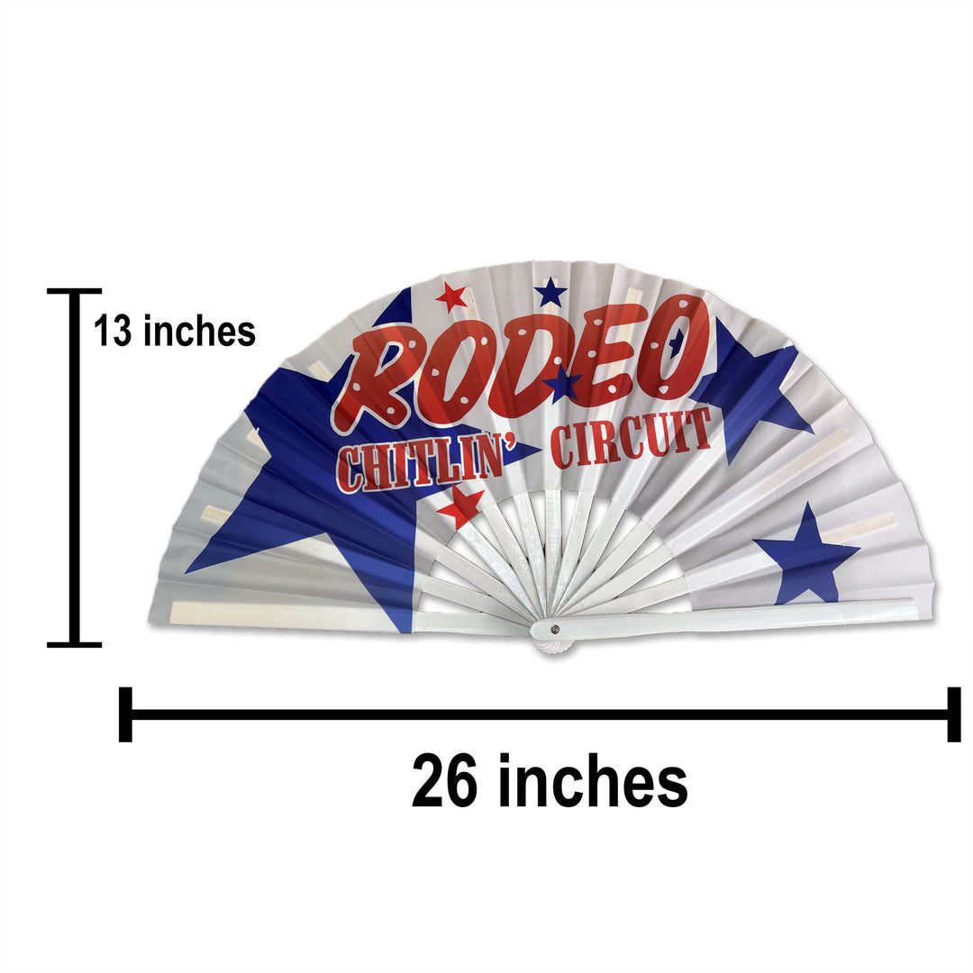 RODEO CHITLIN' CIRCUIT Large Concert Hand Fan - Foldable Handheld Cowboy Carter Fan, Perfect for Festivals, Raves, Abanicos de Mano para Fiesta