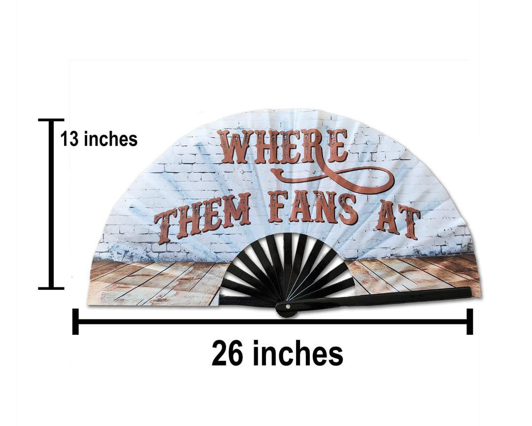 BRICK WHERE THEM FANS AT Large Concert Hand Fan - Folding CLACK Fan, Perfect for Line Dancing, Festivals, Raves