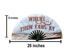 BRICK WHERE THEM FANS AT Large Concert Hand Fan - Folding CLACK Fan, Perfect for Line Dancing, Festivals, Raves