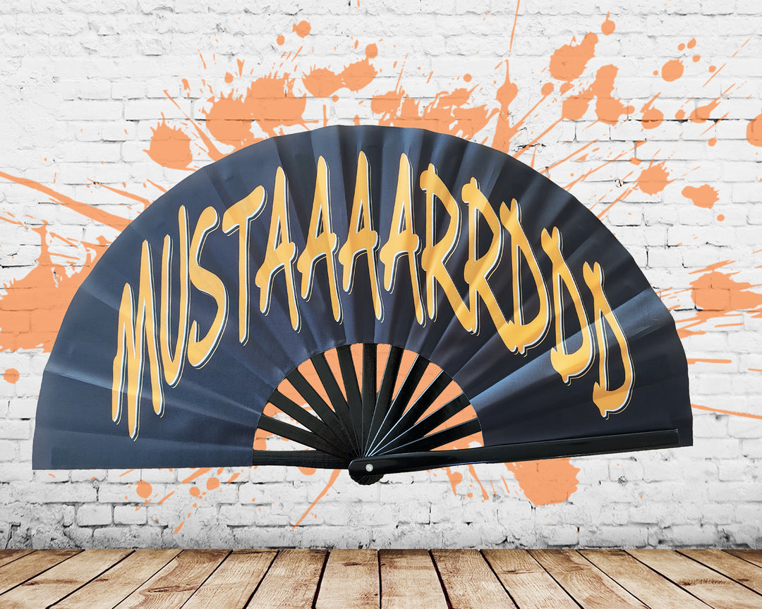 MUSTARD Large Concert Hand Fan - Folding CLACK Fan, Tv Off Fan, Perfect for Festivals, Raves, A-Minor