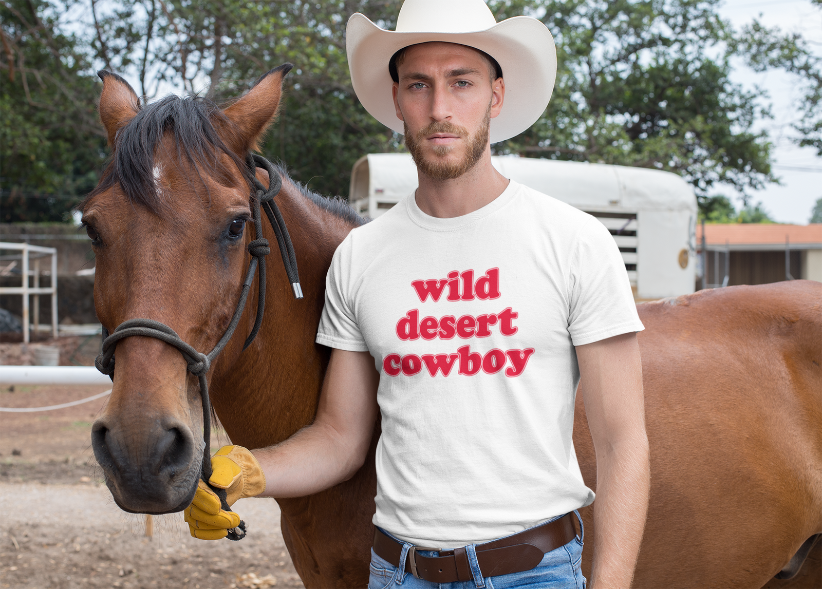 Wild Desert Cowboy Country Mens T-shirt White