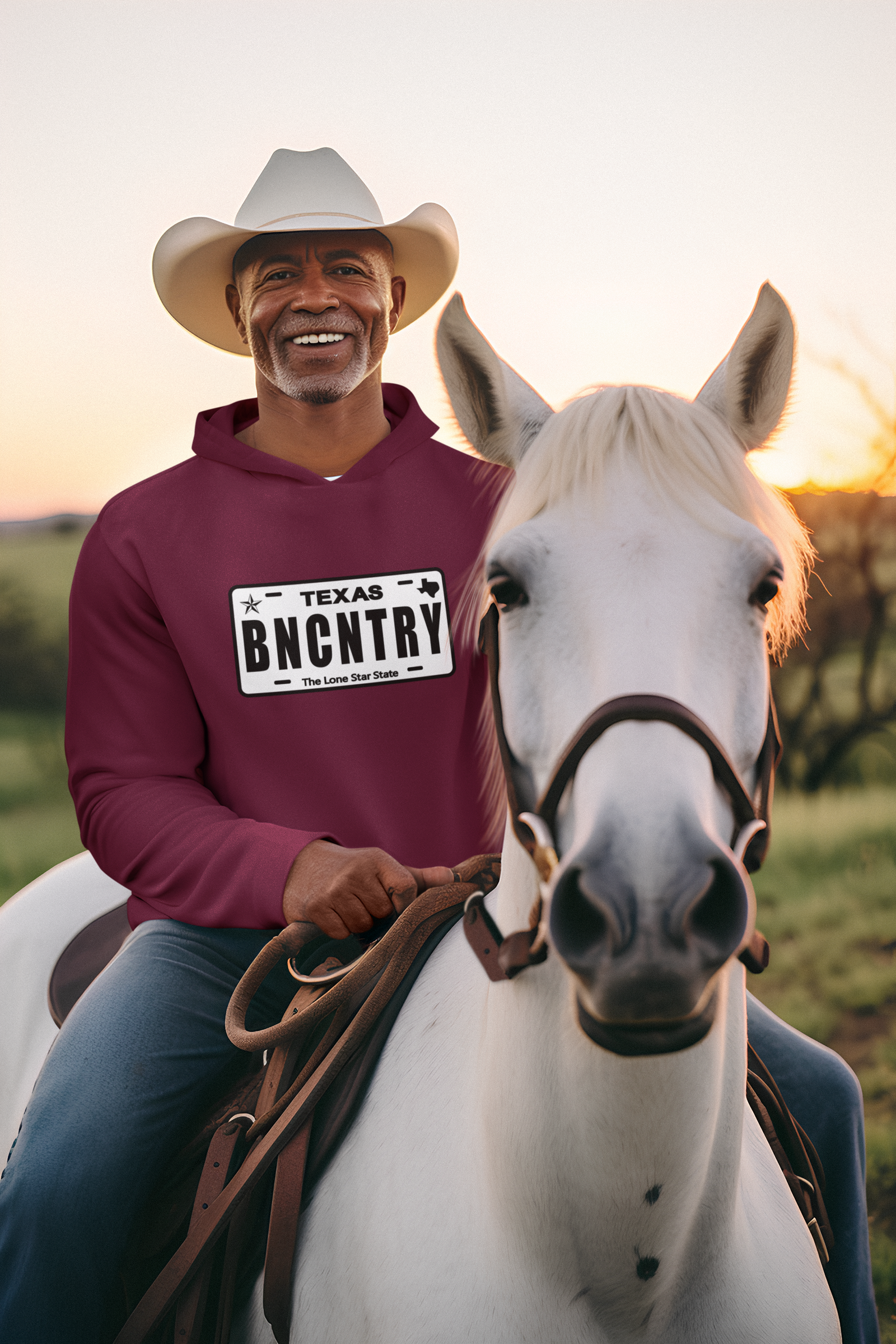 Texas License Plate BNCNTRY Youth-Sized Hoodie Teal