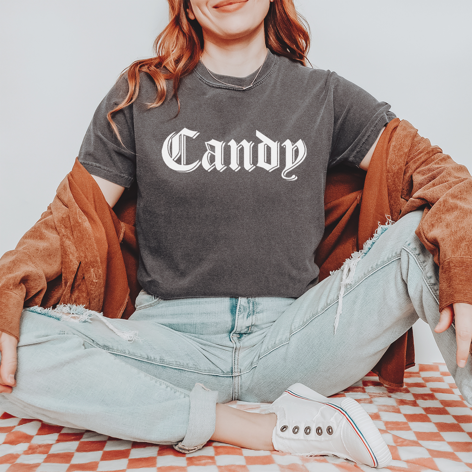 Candy Gothic Lettering Mens T-shirt Black