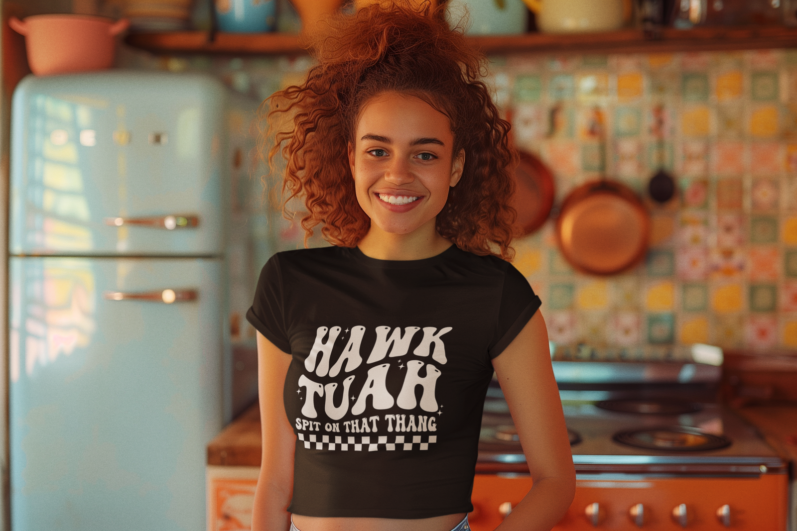 Hawk Tuah Spit On That Thang Mens T-shirt Black