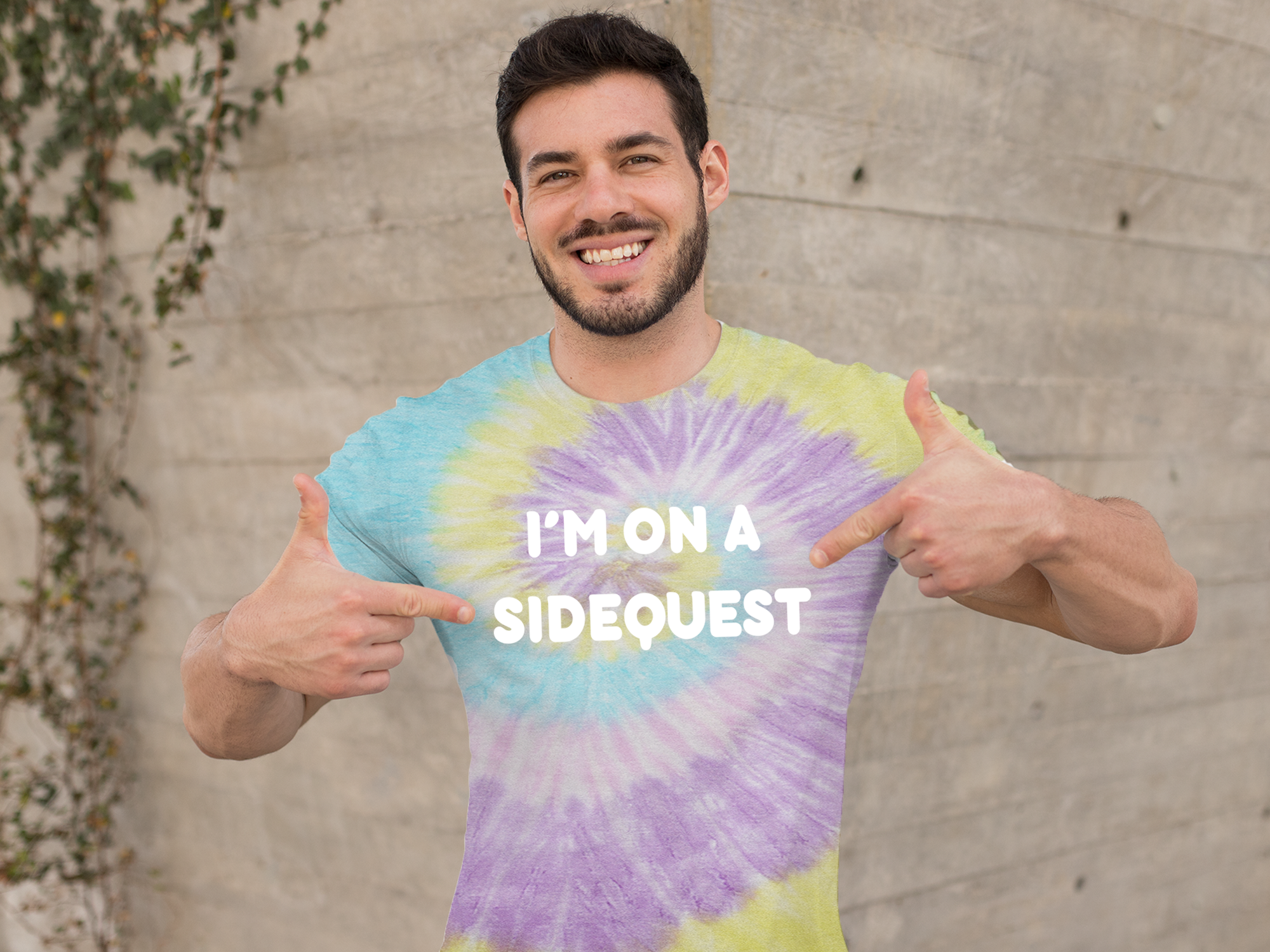 I'm On A Sidequest Festival Rave EDM Mens T-shirt Tie-Dye Blue Ocean