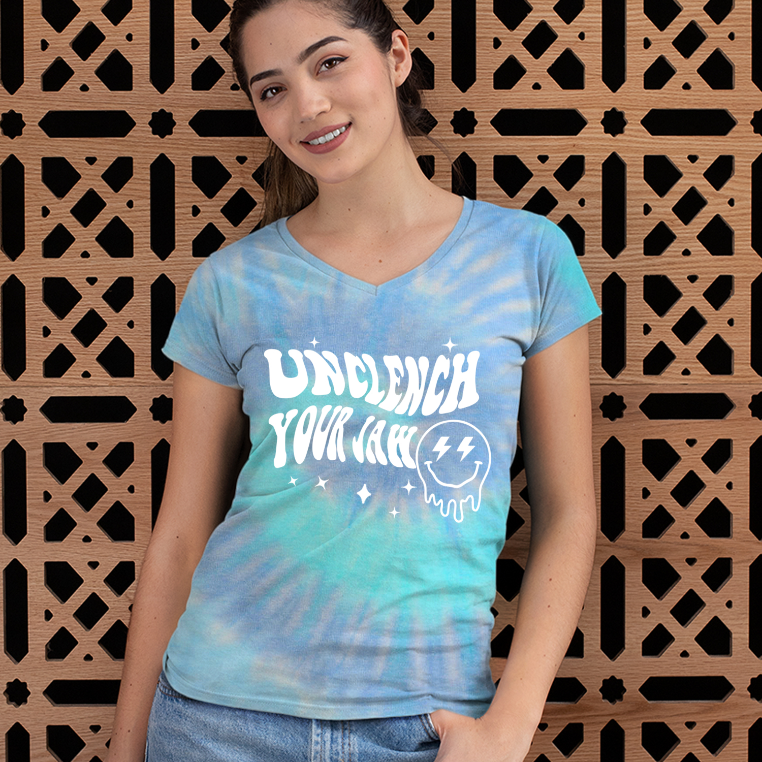 Unclench Your Jaw Festival Rave EDM Mens T-shirt Tie-Dye Jellybean