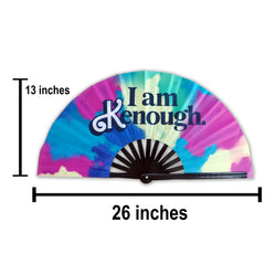 I AM KENOUGH Large Concert Hand Fan - Foldable Handheld Barbenheimer Fan, Perfect for Festivals, Raves, Abanicos de Mano para Fiesta