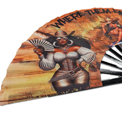 WHERE THEM FANS AT Large Concert Hand Fan - Folding CLACK Fan, Perfect for Line Dancing, Festivals, Raves