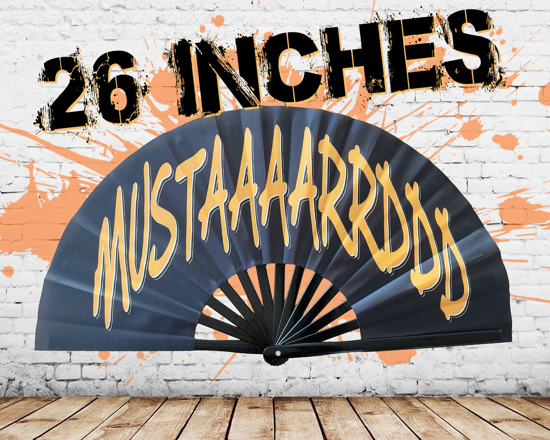 MUSTARD Large Concert Hand Fan - Folding CLACK Fan, Tv Off Fan, Perfect for Festivals, Raves, A-Minor