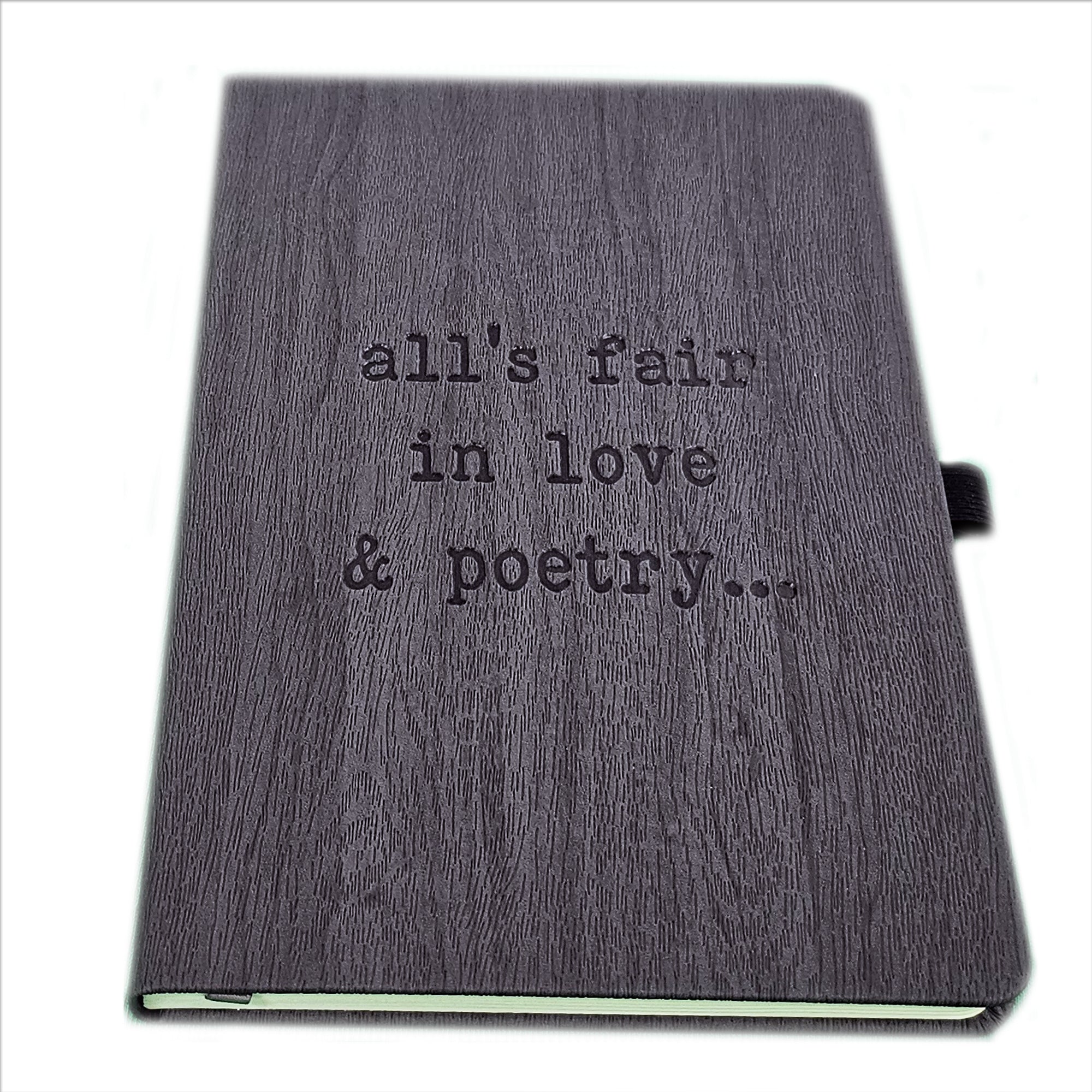 "All's Fair in Love and Poetry" Embossed Wood-Grain Hardcover Journal