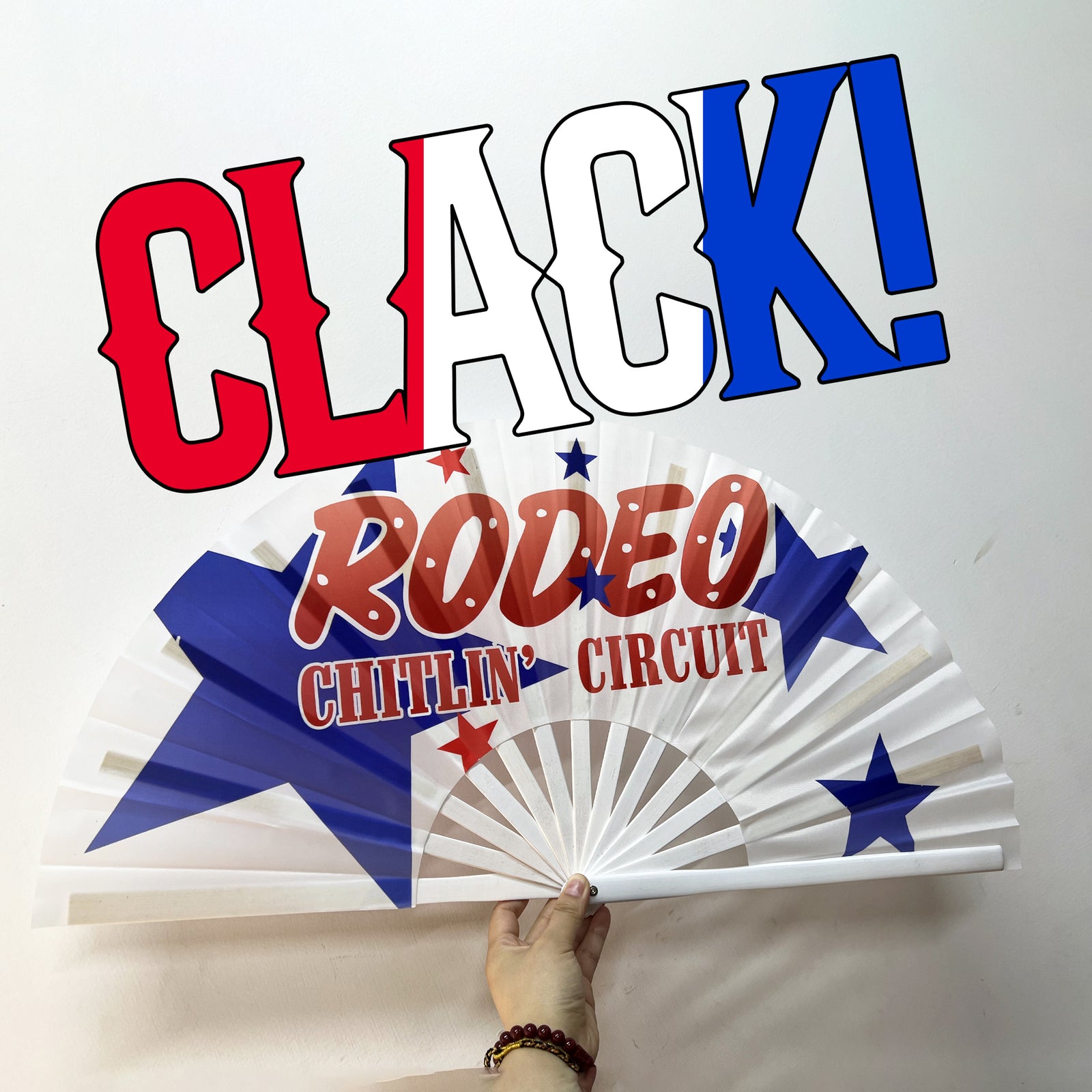 RODEO CHITLIN' CIRCUIT Large Concert Hand Fan - Foldable Handheld Cowboy Carter Fan, Perfect for Festivals, Raves, Abanicos de Mano para Fiesta