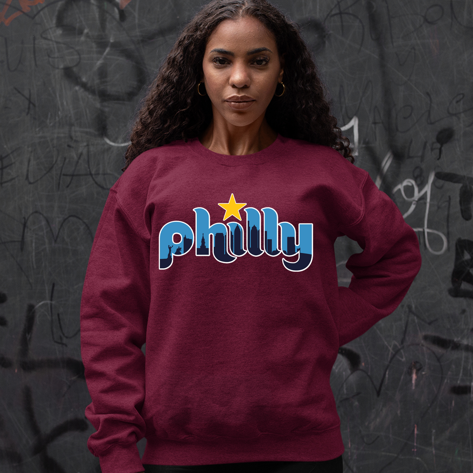 Skyline Philly Philadelphia Men's T-shirt Maroon