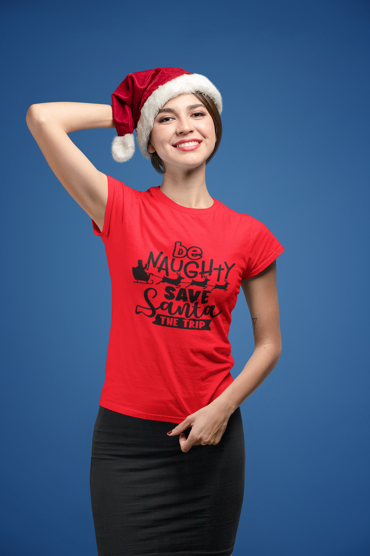 Be Naughty Save Santa the Trip Christmas Mens T-shirt Heather Grey