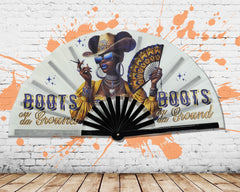 BOOTS ON THE GROUND Large Concert Hand Fan - Folding CLACK Fan, Perfect for Line Dancing, Festivals, Raves