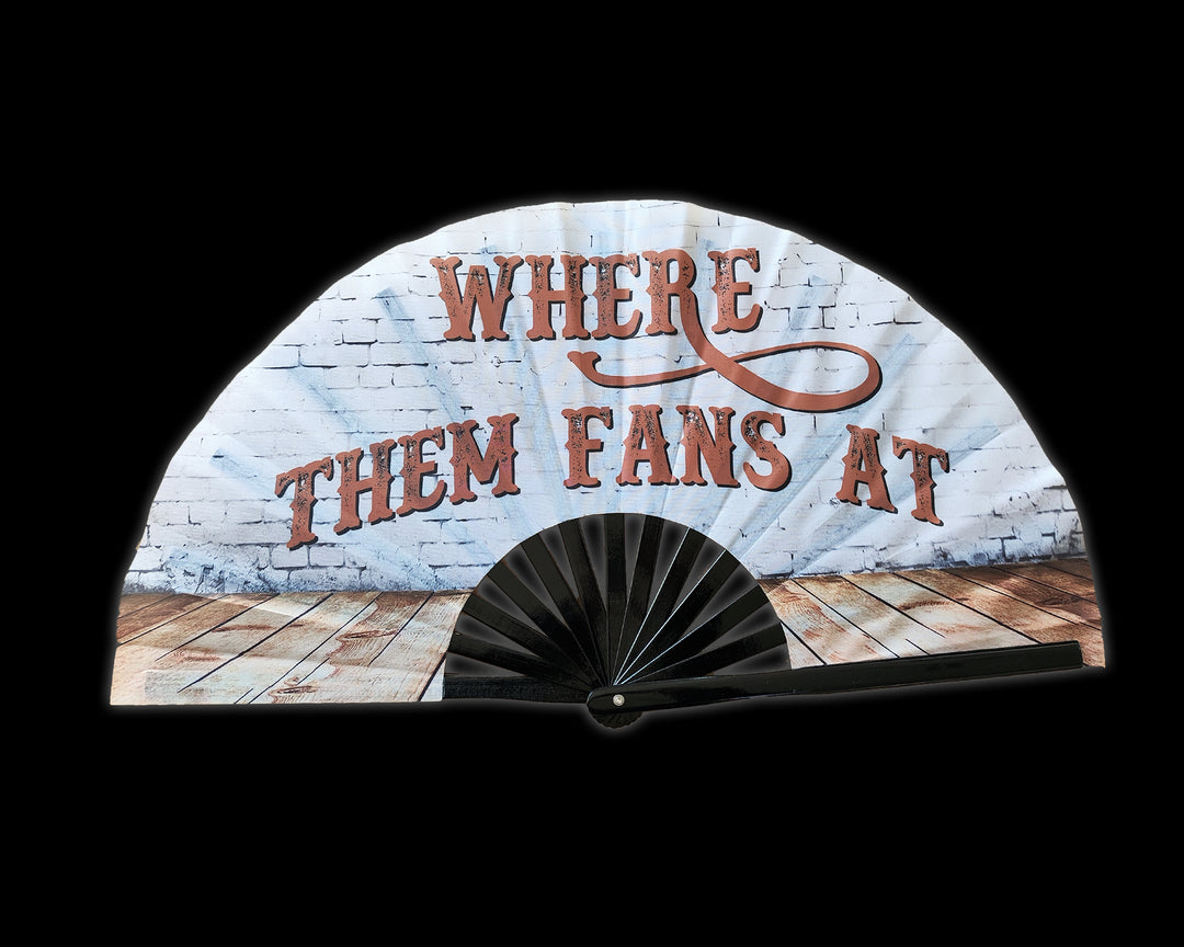 BRICK WHERE THEM FANS AT Large Concert Hand Fan - Folding CLACK Fan, Perfect for Line Dancing, Festivals, Raves