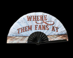 BRICK WHERE THEM FANS AT Large Concert Hand Fan - Folding CLACK Fan, Perfect for Line Dancing, Festivals, Raves