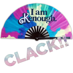 I AM KENOUGH Large Concert Hand Fan - Foldable Handheld Barbenheimer Fan, Perfect for Festivals, Raves, Abanicos de Mano para Fiesta