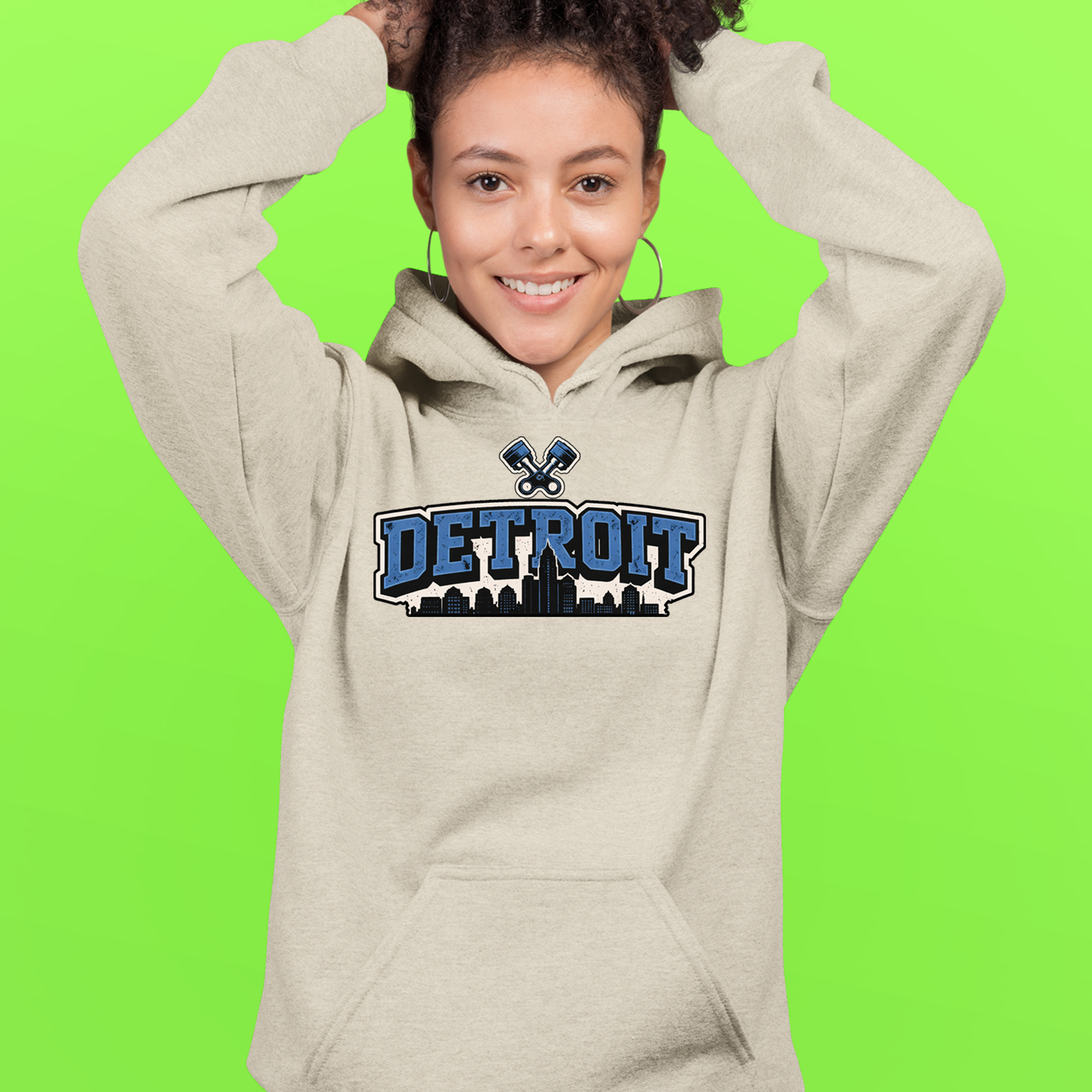 Detroit Motor City Retro Piston Mens T-shirt Black