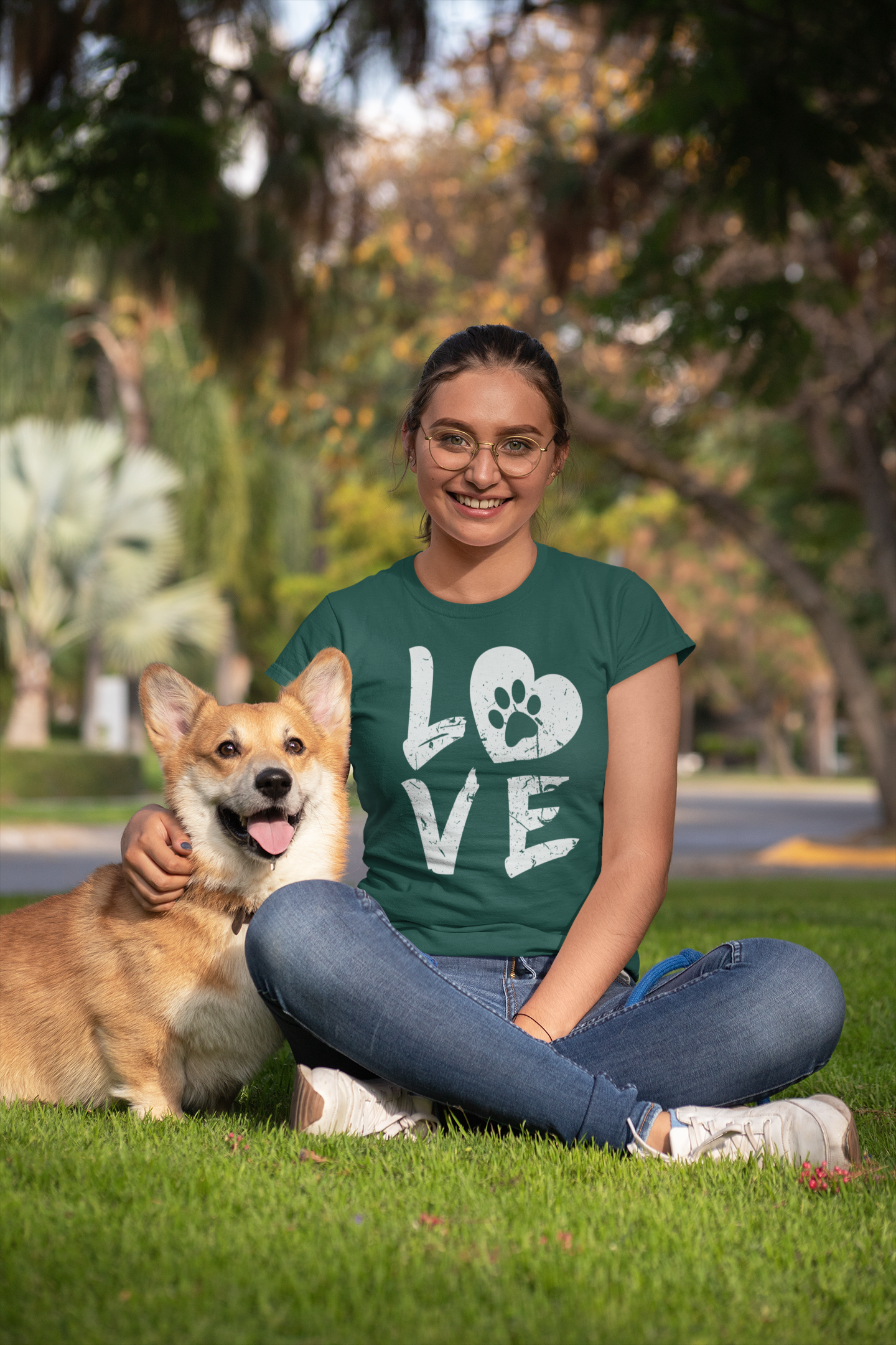 I Love My Dog Paw Print  Mens T-shirt Black