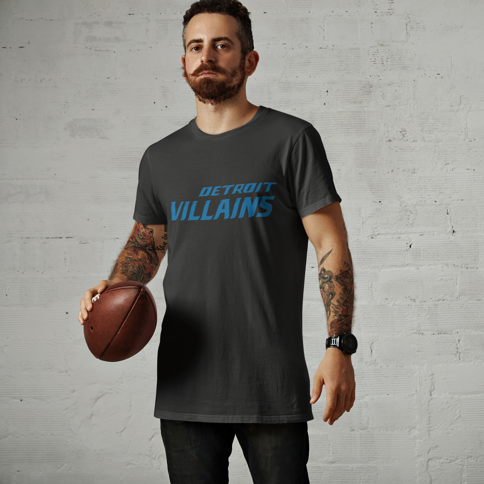 Detroit Villains Grit Football Men's T-shirt Black