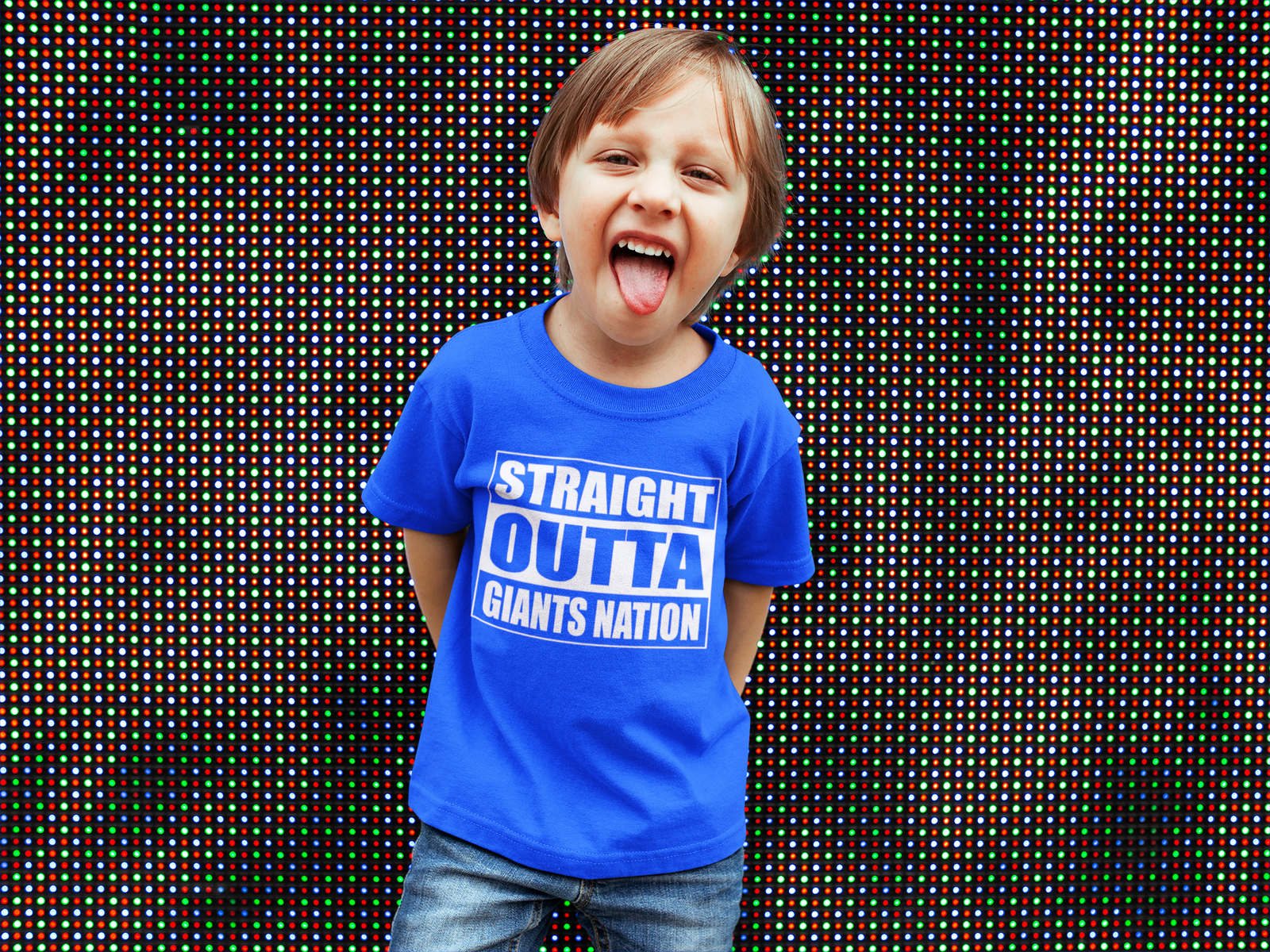 Straight Outta Giants Nation   Mens T-shirt Royal Blue