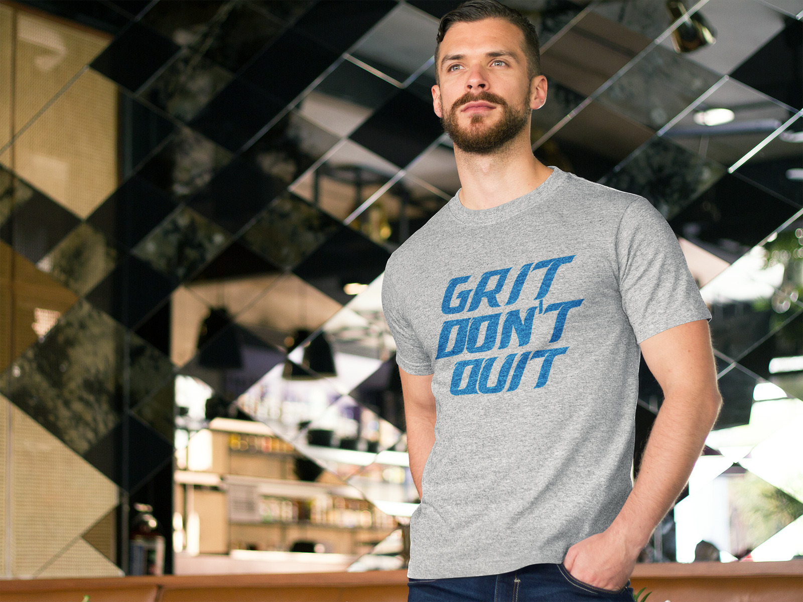 Grit Don't Quit Detroit Grit Mens T-shirt Black