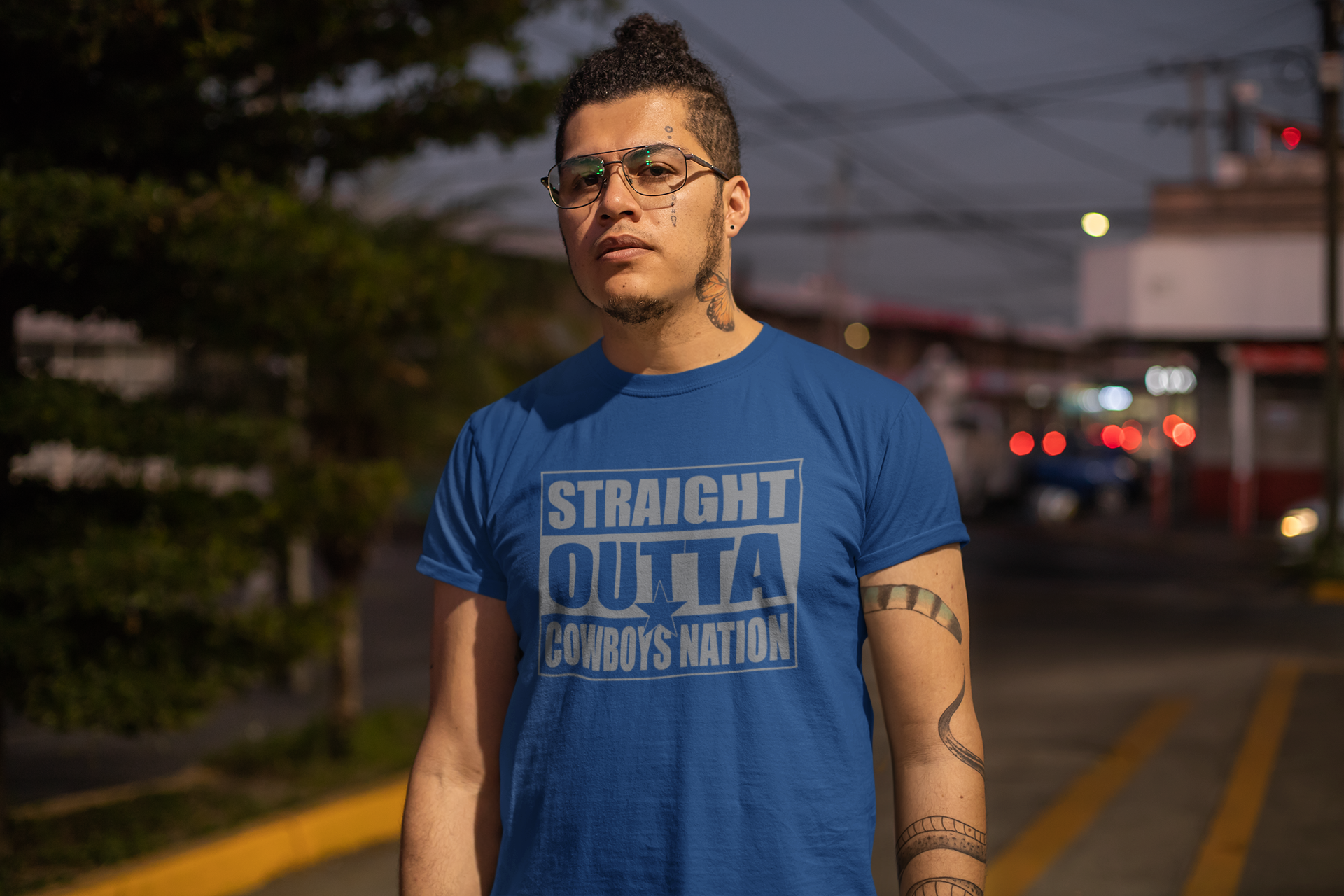 Straight Outta Cowboys Nation   Mens T-shirt Navy Blue