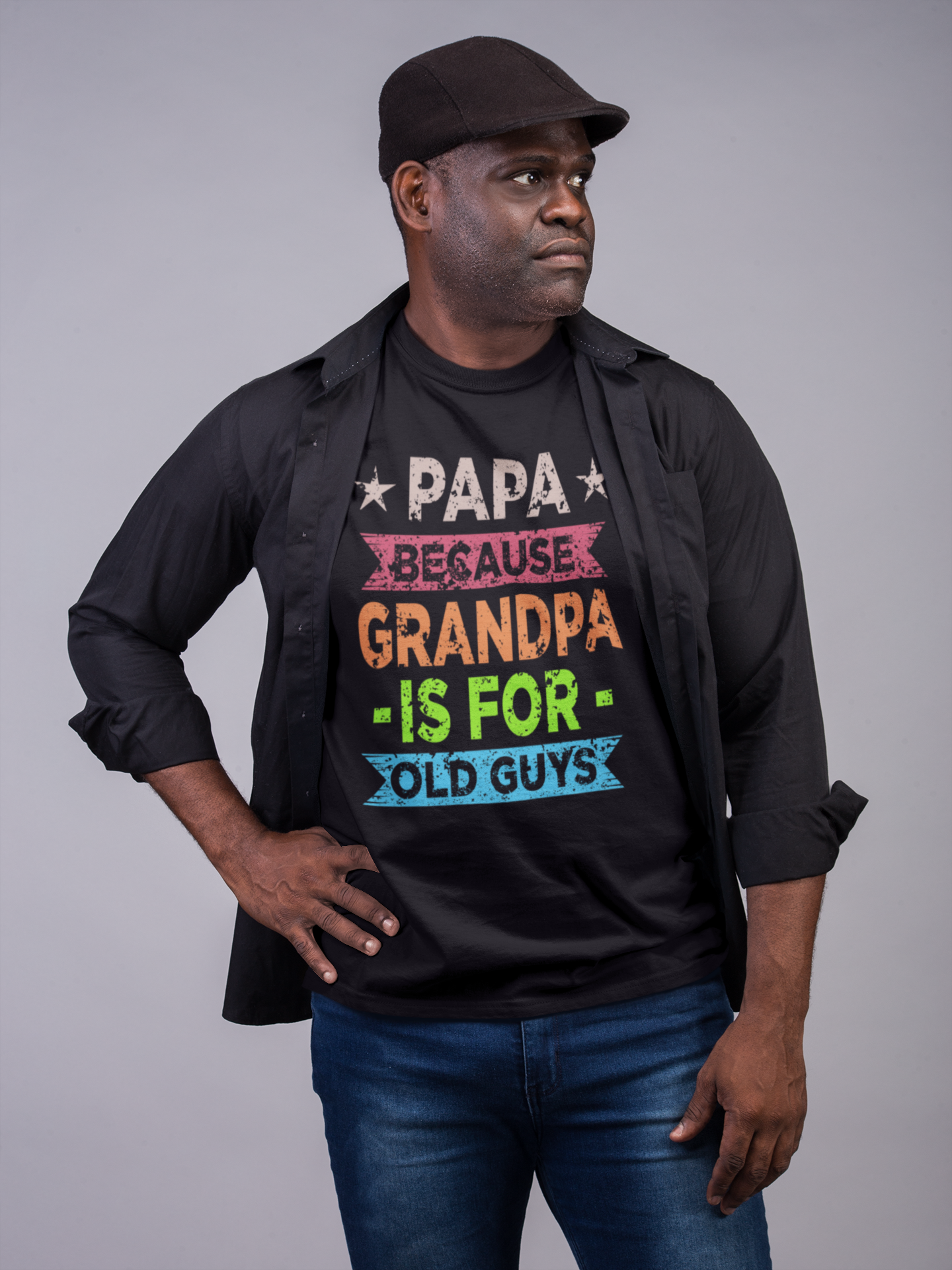 Papa Because Grandpa Is For Old Guys  Mens T-shirt Black