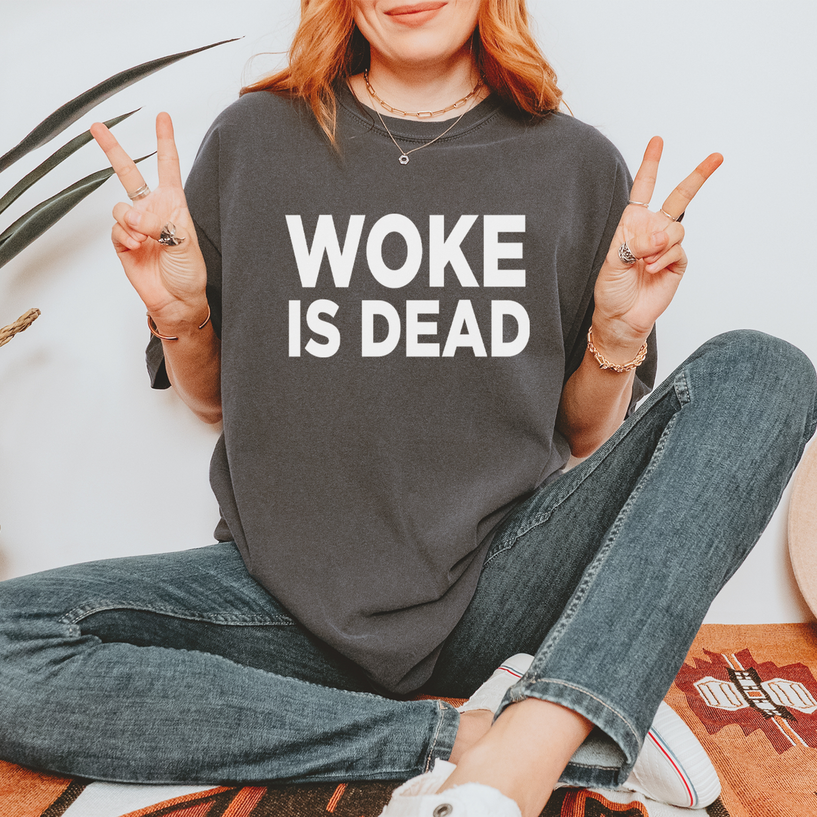 Woke Is Dead Satire Mens T-shirt Black