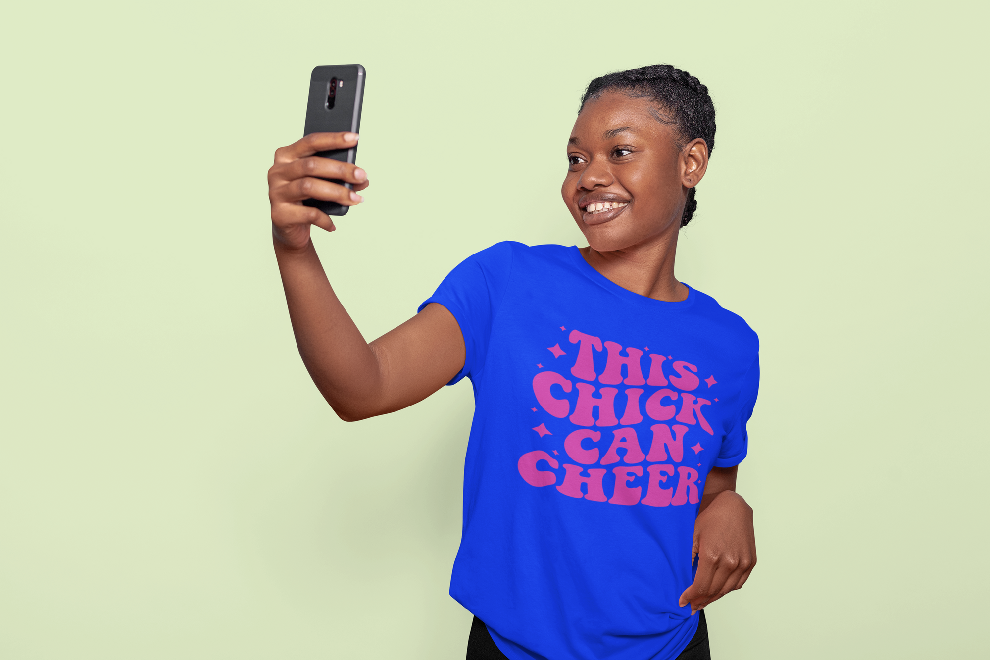 This Chick Can Cheer Mens T-shirt Black