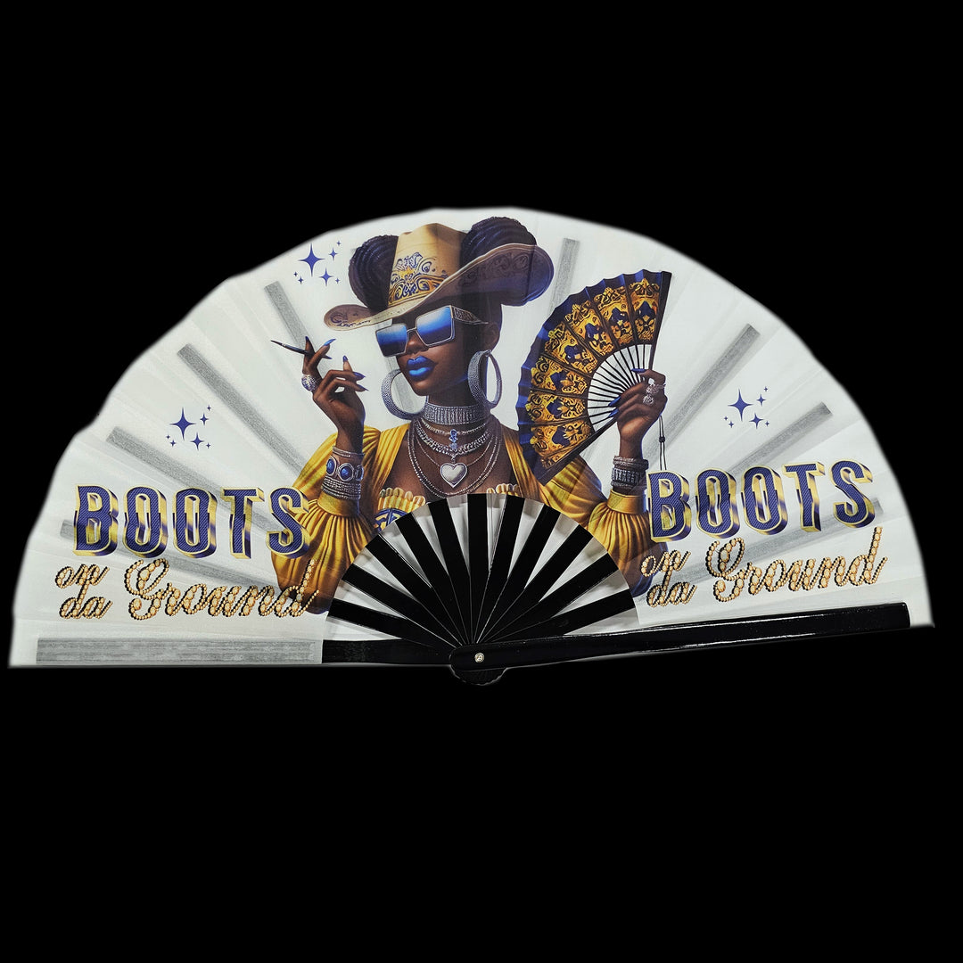 BOOTS ON THE GROUND Large Concert Hand Fan - Folding CLACK Fan, Perfect for Line Dancing, Festivals, Raves