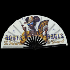 BOOTS ON THE GROUND Large Concert Hand Fan - Folding CLACK Fan, Perfect for Line Dancing, Festivals, Raves