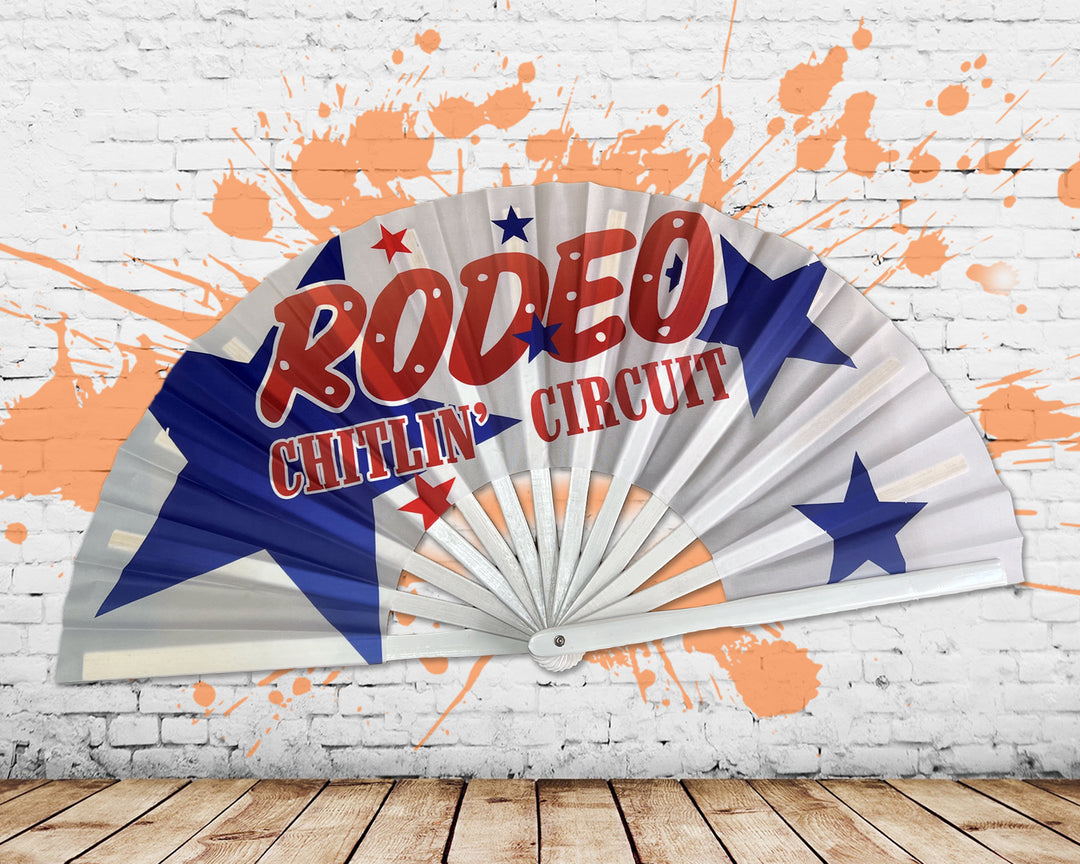 RODEO CHITLIN' CIRCUIT Large Concert Hand Fan - Foldable Handheld Cowboy Carter Fan, Perfect for Festivals, Raves, Abanicos de Mano para Fiesta