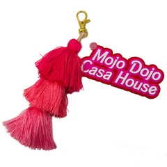 Mojo Dojo Casa House Keychain with Pink Tassles - Witty and Trendy Accessory for Home Office, Car, Dorm Decor, Perfect for Anime, Kawaii, and Pink Stuff Lovers