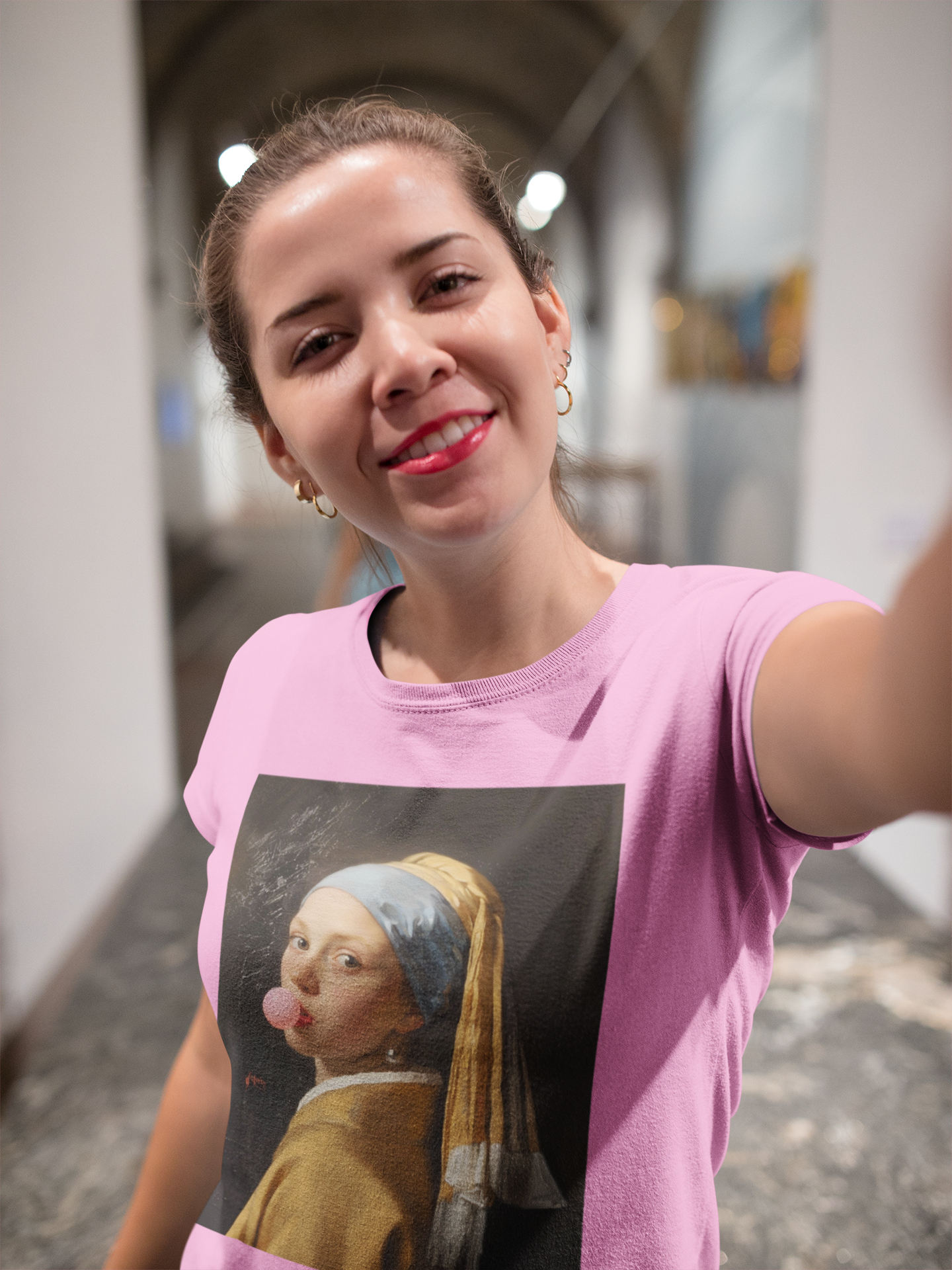 Girl with a Pearl Earring Bubble Gum Contemporary Art Mens T-shirt 