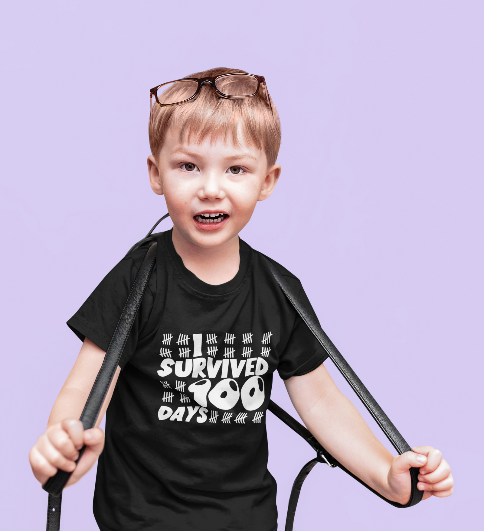 I Survived 100 Days Tally Marks Mens T-shirt Black