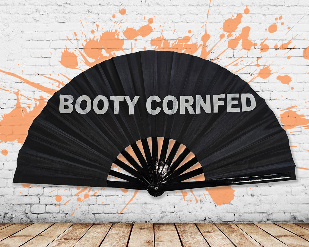 Booty Cornfed Large Concert Hand Fan - Foldable Handheld Cowboy Carter Fan, Perfect for Festivals, Raves, Abanicos de Mano para Fiesta