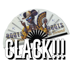 BOOTS ON THE GROUND Large Concert Hand Fan - Folding CLACK Fan, Perfect for Line Dancing, Festivals, Raves
